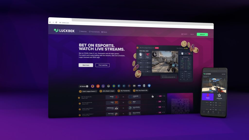 Screenshot of the Luckbox website on web and mobile browser
