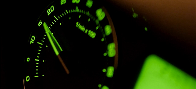 Close up of a car speedometer