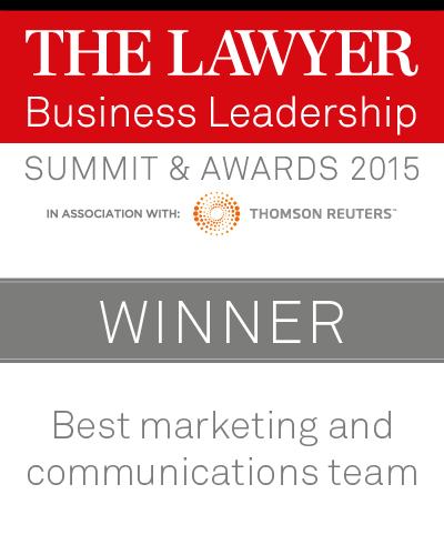 The Lawyer Business Leadership Summit and Awards 2015 Winner for Best marketing and communications team logo
