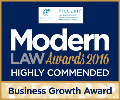 Modern Law Awards 2016, Highly Commended for business growth award logo