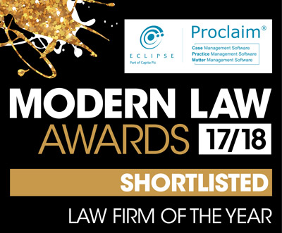 Modern Law Awards 2017/2018 shortlisted for law firm of the year logo