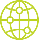 Green line drawing of a globe